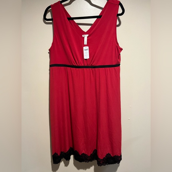 NWWT Soma intimates dress nightgown lace hem fit & flare ruby red size large - Picture 3 of 4